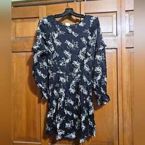 Floral Black and White Women's Dress